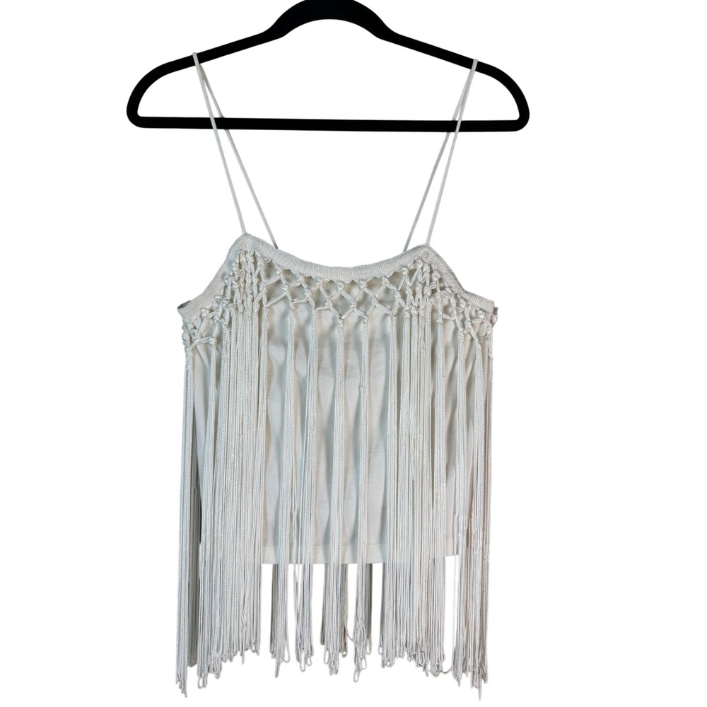 Anthropologie Fringe Tank Top NWT Boho Festival Western Macrame Cami XS